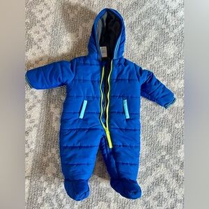 Carter's Blue Hooded Footed One Piece Snow Suit Baby